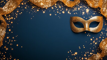 Golden Masquerade Celebration Background sparkling carnival theme elegant festive decor mystery party invitation new year gala backdrop golden luxury design