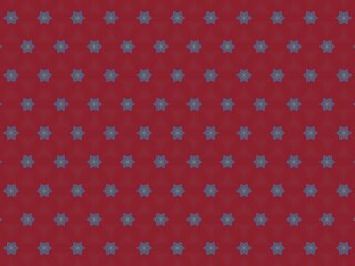 Seamless pattern with repeating star shapes in blue and green on a red background.