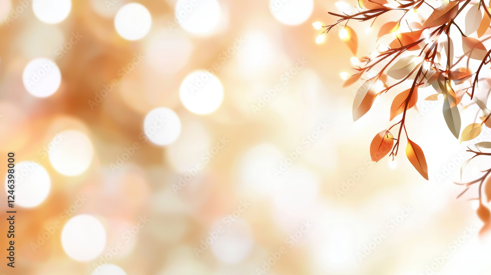 Aufkleber soft bokeh effect with warm colors and leaves creating serene atmosphere