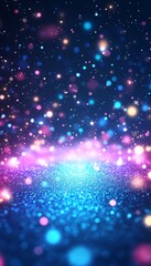 Sparkling Glitter Background with Blue and Purple Hues, Abstract Texture with Bokeh Effect