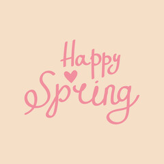 Hello spring cute lettering vector illustration.