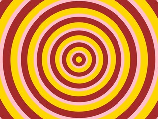 Abstract background with concentric circles in maroon, yellow, and pink colors.