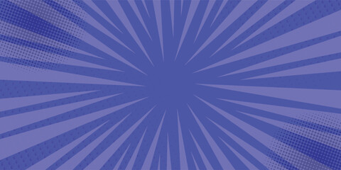 Comic background. Pop art texture. Starburst cartoon style. Anime design with explosion effect for print. Fun dot pattern. Blue backdrop with halftone gradient smooth.