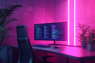 A futuristic AI-driven workspace where adaptive project management software updates in real time.