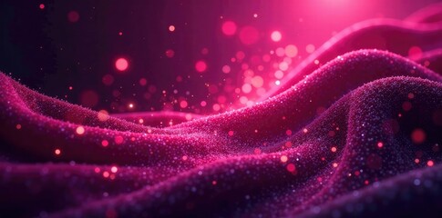 Obraz premium Sparkly pink rays dance across a dark velvet background, elegant, velvet, luxurious