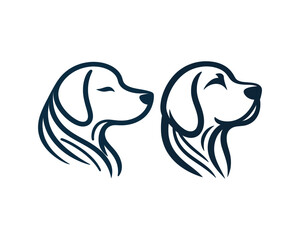 Dog Logo design template. Dog head icon. Vector illustration. Simple silhouette. Flat style. dog face logo. Animal logotype concept.