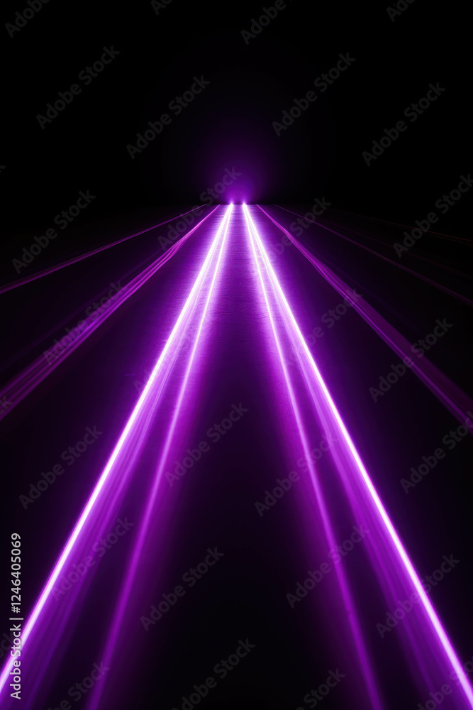Poster dynamic purple light effect creating straight lines in dark background for artistic use