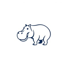 Obraz premium Hippopotamus or Kuda nil minimalist logo.