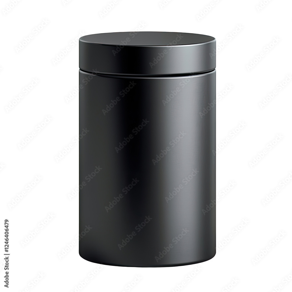 Poster sleek black container with smooth finish, ideal for storage or organization. this versatile cylindri