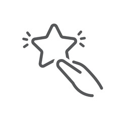 A hand holding a star symbolizing recognition and achievement, with simple lines and a clean design, representing excellence and awards.