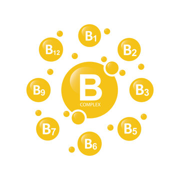 Vitamin B complex droplet, chemical formula from nature.