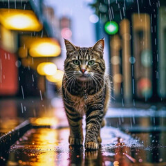 Street cat in the rain.