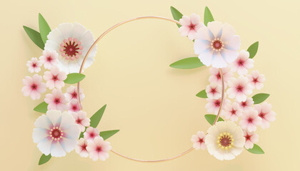 Floral Frame Background 3D rendering