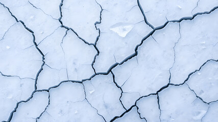 Obraz premium Thick layer of cracked ice texture. Background for banner, backdrop or texture. Generative AI
