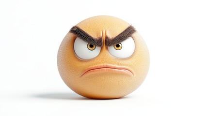 Obraz premium Cartoon Facial Expression of Anger with Pouting Lip and Furrowed Brow