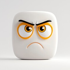 Obraz premium Cartoon Character with Angry Expression and Big Eyes on White Background