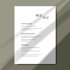 Wedding Menu Template with minimalist and modern design, perfect for dinner menu and elegant receptions. Template size 5" x 7"
