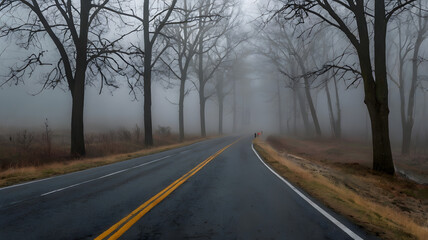 Fototapeta premium road in the morning, ai generated