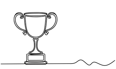 Draw one continuous line of a trophy 