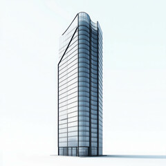 Detailed 3D Model of a Modern Skyscraper with Glass Facade and Unique Architectural Design