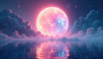 A soft pastel aurora-like glow emanates from an opaque abstract circle, bathing the surroundings in tranquility, , peaceful