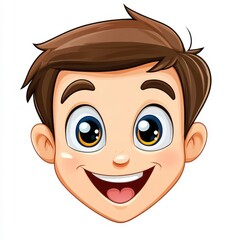 Obraz premium Happy cartoon boy with brown hair and cheerful expression