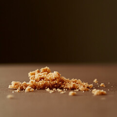 Artistic close-up of crumbled pie crumbs on a minimalist theater stage