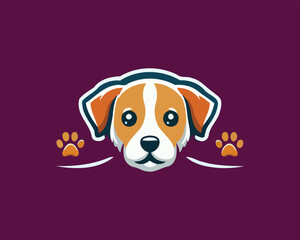 Dog and paw logo design template. Dog head icon. Vector illustration.
