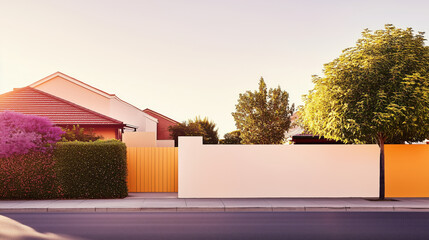 Minimalist house photo - architectural details, greenery, entry way, roof of suburb modern house
