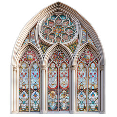 Fototapeta premium stained glass window in church isolated on transparent background Remove png, Clipping Path, pen tool