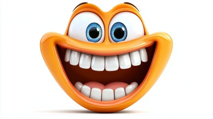 Happy Cartoon Smiley Face with Big Bright Eyes and Cheerful Smile