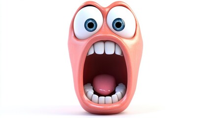 Naklejka premium Cartoon Character with Large Eyes and Mouth in Shock Expression