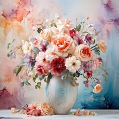 the AI Image Generator, Elegant Floral Arrangement with Pastel Colors