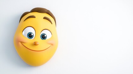 Fototapeta premium Smiling Cartoon Face with Cheerful Expression on Light Background