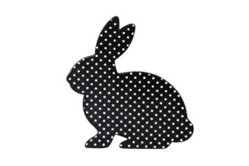 Black and white polka dot rabbit decoration, cut out