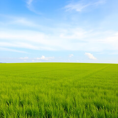 Obraz premium green field and blue sky