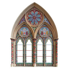 Fototapeta premium stained glass window in church isolated on transparent background Remove png, Clipping Path, pen tool