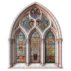 Fototapeta premium stained glass window in church isolated on transparent background Remove png, Clipping Path, pen tool