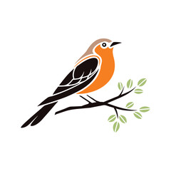 Stylized Bird on Branch Vector Illustration