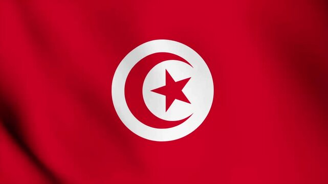 Animated Video Featuring the Wavy Flag of Tunisia