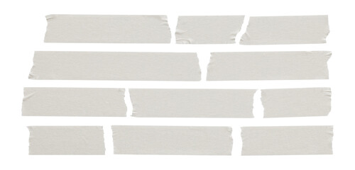 Obraz premium set of various pieces of masking tape isolated with clipping path on a white background..
