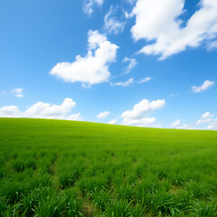 Obraz premium green field and blue sky