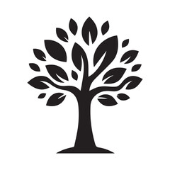 Simple Black and White Silhouette of a Tree