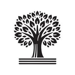 Simple Black and White Silhouette of a Tree