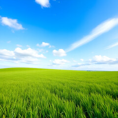 Obraz premium green field and blue sky