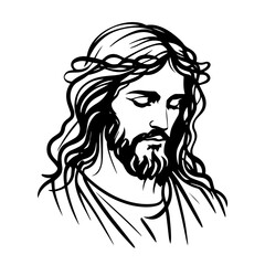 jesus christ portrait sketch vector black and white style