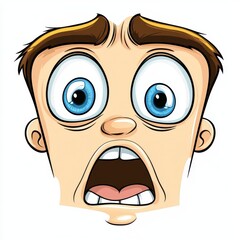 Fototapeta premium Surprised Cartoon Character with Wide Eyes and Open Mouth Expression