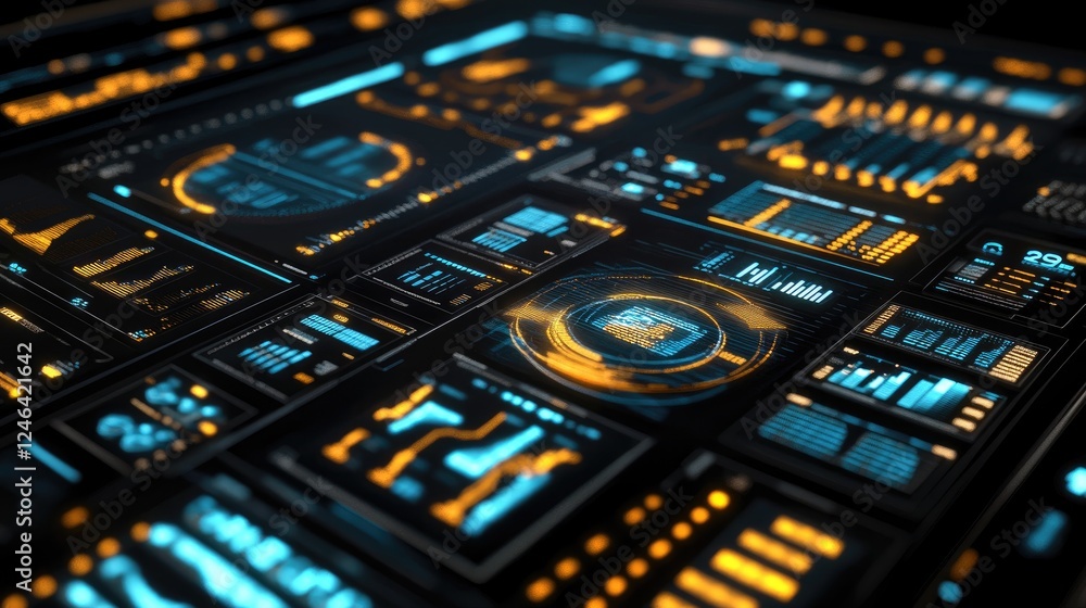 Aufkleber abstract visualization of a successful investment portfolio with data charts.