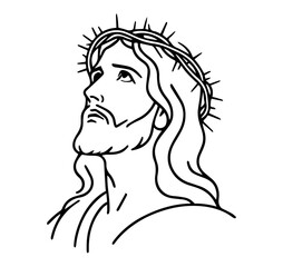 Jesus Christ crown of thorns line art vector illustration
