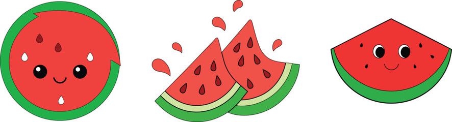 Obraz premium watermelon vector set